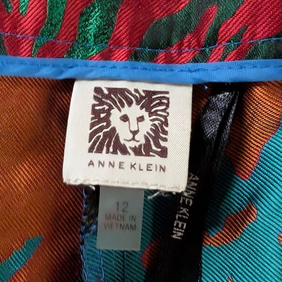 Animal Print Cropped Dress Pants Women's 12 L Rainbow Multicolor Shiny Abstract - Picture 4 of 9